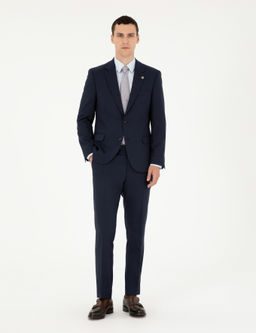 Lacivert Slim Fit Tak_m Elbise