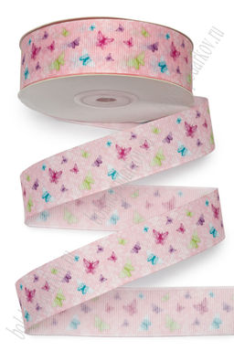 Лента репсовая 2,5 см*25 ярд с рисунком "Бабочки" SF-6131, №6