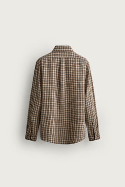 CAMISA CUADROS 100% LINO / Khaki - Zara фото 7