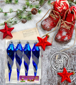 Новогоднее украшение на ёлку сосульки , упак. 4 игрушки - Family фото 2