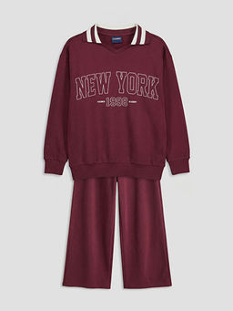 New York Bask?l? K?z ?ocuk Sweatshirt ve E?ofman Alt?