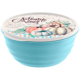 Миска Latina 3,2л с крышкой с декором (мятно-голубая) 223102514/02