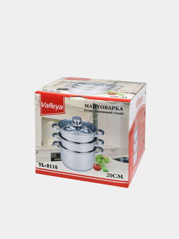 Мантоварка-пароварка нерж. , д. 20 см, 2 решетки арт. VL-0116, 85756, 098019