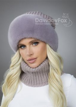 Шапка Ника норка трикотаж чертополох