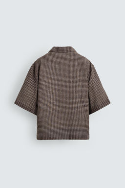 Рубашка Zara Relaxed Fit Jacquard Cuadros коричневая