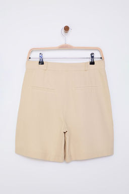 TRENDYOLMILLA Bej Keten Gorunumlu Regular Boy City Dokuma Sort TWOSS25SR00007  фото 4