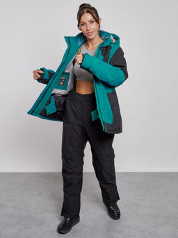 Горнолыжный костюм женский большого размера зимний темно-зеленого цвета 02366TZ - Chunmai фото 9