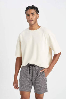 Короткие шорты для плавания стандартного кроя с сетчатой подкладкой и рисунком - Defacto фото 3