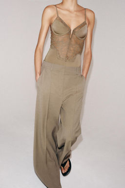 BODY POLIAMIDA ENCAJE / Verde Oliva - Zara фото 9