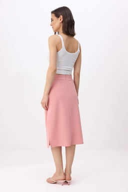 Pembe Duz Kalem Y?rtmacl? Normal Bel Midi Scuba Krep Orme Etek TWOSS26ET00150 - Trendyolmilla фото 4