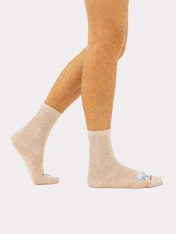 Цена за 5 пар! Носки унисекс бежевые с рисунком в виде драника и сметанки бежевый меланж 550U-2717