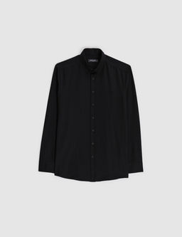 Siyah Oxford Slim Fit Kolay _t_lenebilir G_mlek