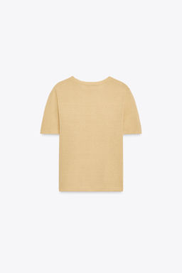 SHORT SLEEVE KNIT LINEN BLEND TOP - Zara фото 5