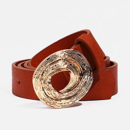 Ремень женский, ширина 3,5 см, пряжка металл, цвет рыжий