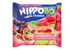 HIPPO BONDI & FRIENDS, бисквитное пирожное с малиновой начинкой, 32 г (упаковка 12 шт.)