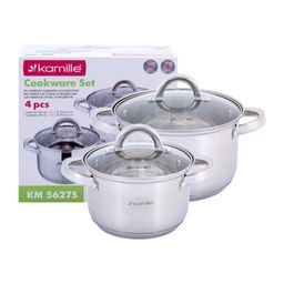 Набор кастрюль 4 предмета (2.1л, 3.9л; полые ручки) из нержавеющей стали (5627S) - Kamille фото 2