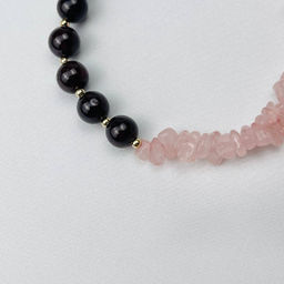 Браслет из Розового кварца и Граната 16 см + - Радуга самоцветов фото 4