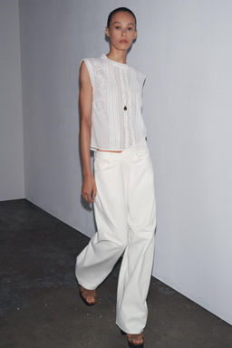 ZW COLLECTION LADDER STITCH SLEEVELESS BLOUSE - Zara фото 9