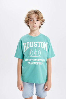 Футболка с короткими рукавами и круглым вырезом для мальчиков с принтом