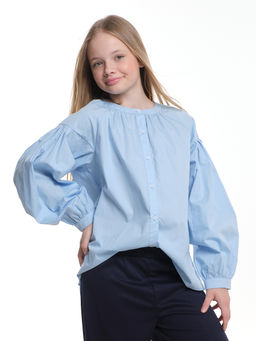 Нарядная блузка в школу UD 7980 голубой - Mini maxi фото 2