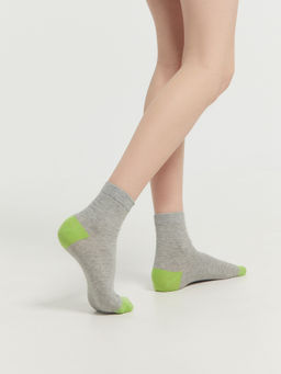 Цена за 5 пар! Носки детские серо-салатовые с рисунком в виде полоски - Mark formelle фото 2