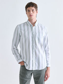 Regular Fit Uzun Kollu ?izgili Erkek G?mlek