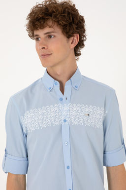 Erkek A__k Mavi Uzun Kollu G_mlek Sepette S_rpriz _ndirim - U.s. polo assn фото 2