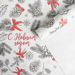 Цена за 10 шт. Упаковочная бумага крафтовая «С Новым годом», 70×100 см