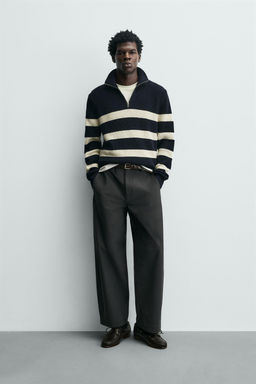 PURL KNIT QUARTER-ZIP JUMPER