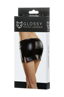Мини-юбка Glossy CAMREN из материала Wetlook, черный, XL