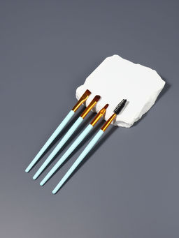 Цена за 4 шт. Набор кистей для макияжа COLOR POWER, 4 шт., бирюзовый, золотистый