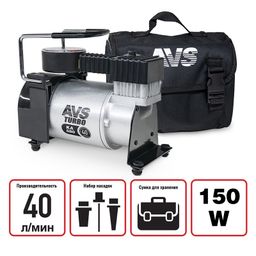 Компрессор AVS TURBO KA 580 12V поршн.типа в СУМКЕ (150Ватт.10 атмосфер, 40л/мин, пров 3м) 43001 (8)