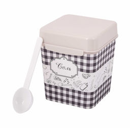 Цена за 2 шт. Ёмкость "Плетёнка" (соль) 1,2л. с ложкой М4832