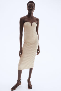 Vestido bandeau en punto con textura - H&m фото 3