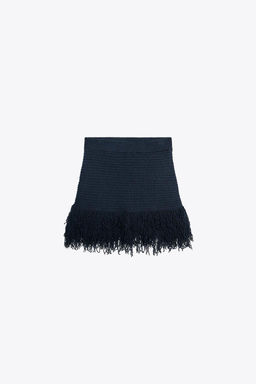 FRINGED CHECK KNIT SKIRT - Zara фото 2