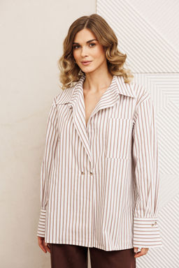 Костюм Gizart 5443 бело коричневый, шоколад джинс  фото 9