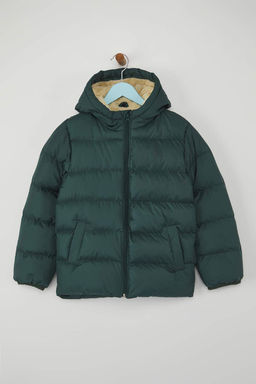Yesil Duz/Basic Kal?n Kapusonlu Regular Unisex Cocuk Mont TKDAW26MO00008