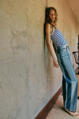 JEANS Z1975 STRAIGHT TIRO MEDIO RAYAS / Azul medio