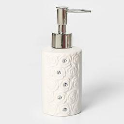 Набор аксессуаров для ванной комнаты Доляна Барельеф, 4 предмета, дозатор 280 мл, мыльница, 2 стакана, бежевый фото 2