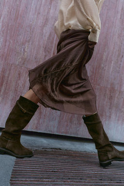 FLAT SPLIT SUEDE RIDING BOOTS - Zara фото 15