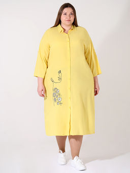 Платье-рубашка горчичного цвета летнее повседневное - Almond фото 5