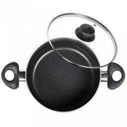 Kumir Кастрюля с антипригарным покрытием 2,5л, д20см, h8,6см, s2,5мм, штампованный алюминий, стеклянная крышка, бакелитовые ручки (Россия) - Домашняя мода фото 4