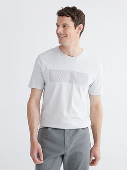 Bisiklet Yaka Bask?l? Penye Erkek Ti??rt