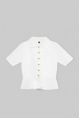 Ekru Peplum/Belden Oturmal_ D__me Detayl_ Triko Bluz TWOSS26BZ00158 - Trendyolmilla фото 4