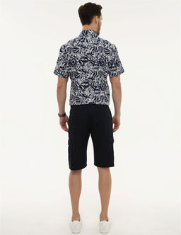 Lacivert Standart Fit Keten Kar___ml_ Bermuda _ort - Pierre cardin фото 4