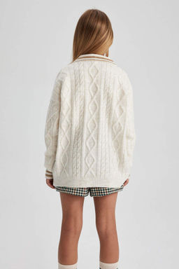 Трикотажный кардиган для школы и колледжа для девочек с v-образным вырезом - Defacto фото 8