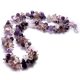 Бусы из камня Розовый кварц и аметист привлекает энергии счастья и любви