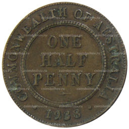 Монета 1/2 пенни 1938 года Австралия