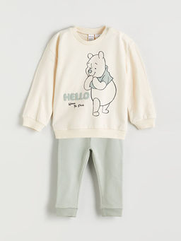 Winnie the Pooh Bask?l? Erkek Bebek Sweatshirt ve E?ofman Alt 2li