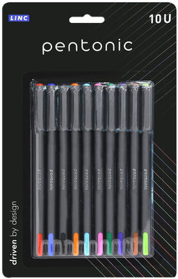 Набор шарик.ручек Linc PENTONIC SILVER ассорти 10 цв. 1 мм 10 шт кругл. корп.